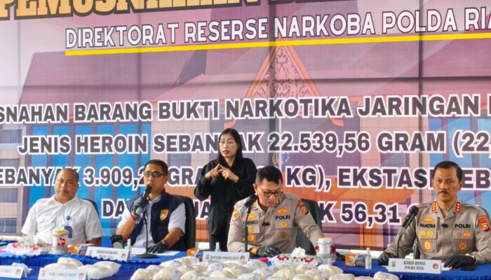 Sampai April 2026,Polda Riau Sita 213,5 Kg Narkotika